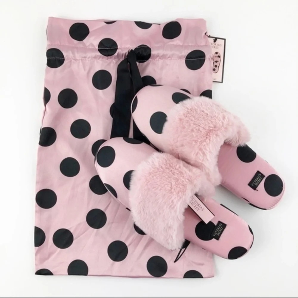VICTORIA'S SECRET Polka dots Satin Slippers - Picture 1 of 8